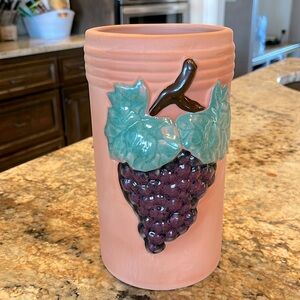 Pier 1 Vintage Hand Painted Clay Wine Chiller